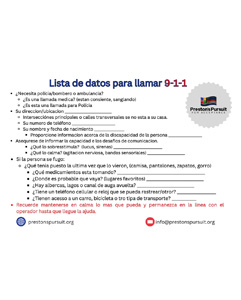 Lista de datos para llamar 9-1-1